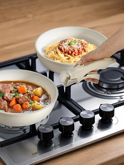 Набор посуды алюминий, антипригарное покрытие, 9 предметов, индукция, Daniks, GS-11078-9PC-beige