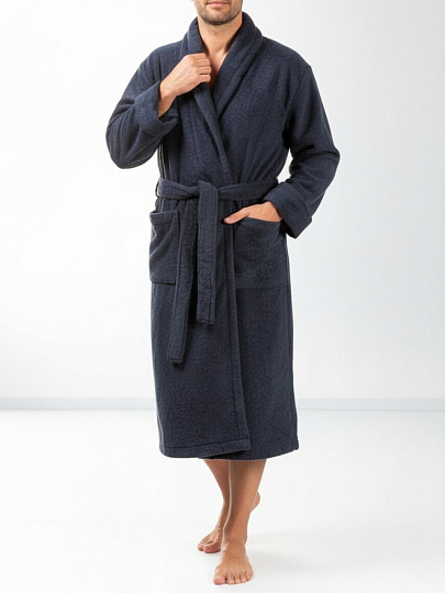 Халат мужской, махровый, 100% хлопок, темно-серый, L-XL, 48-50, Silvano