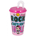 Стакан детский пластик, L.O.L. Surprise, 500 мл, с крышкой, с трубочкой, Альтернатива, в ассортименте, М7630