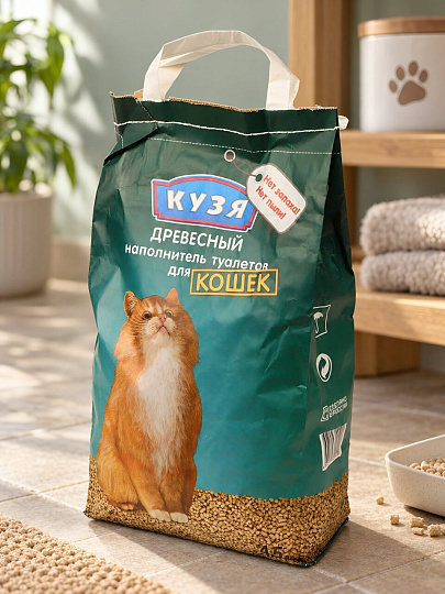 Наполнитель для лотка древесный, 4.5 л, для кошек, Кузя