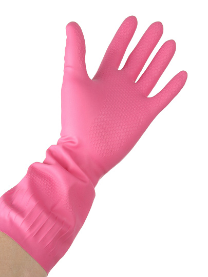 Перчатки латекс, хлопковое напыление, размер L, Аквамаг, Универсальные, ПЛ-01L/ОП