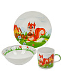 Набор детской посуды фарфор, 3 шт, Белочка, подарочная упаковка, Loraine, 30550 - фото 3