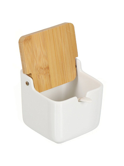 Банка для сыпучих продуктов, керамика, 0.26 л, 9х8х9 см, с крышкой, с ложкой, Y4-5026