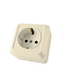 Розетка открытой установки, 1 гнездо, с заземлением, 16 А, 250 В, керамика, IP20, слоновая кость, 2П+3, TDM Electric, Ладога, SQ1801-0211