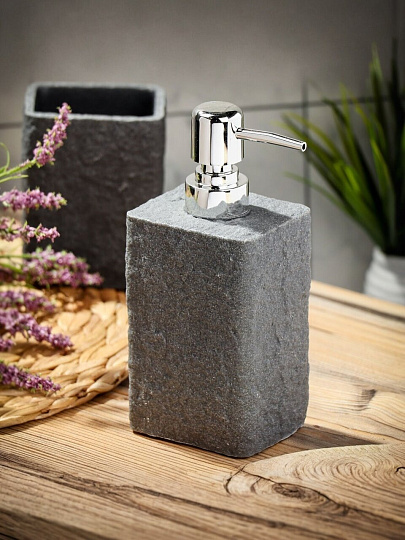 Дозатор для жидкого мыла, Fora, Stone Black, полирезина, FOR-STN021BL
