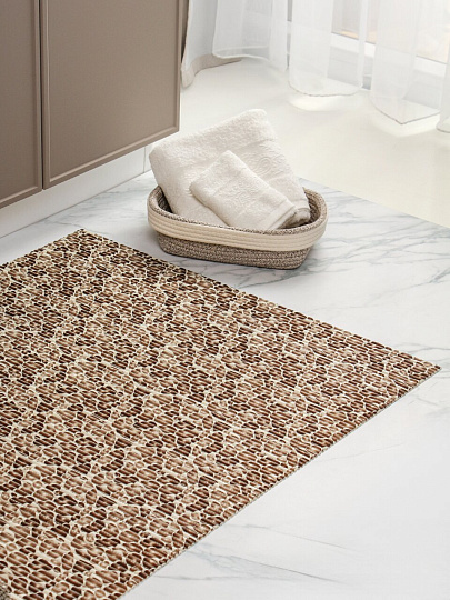 Коврик для ванной, антискользящий, 0.8х15 м, вспененный ПВХ, Вилина, V15-brown, камни