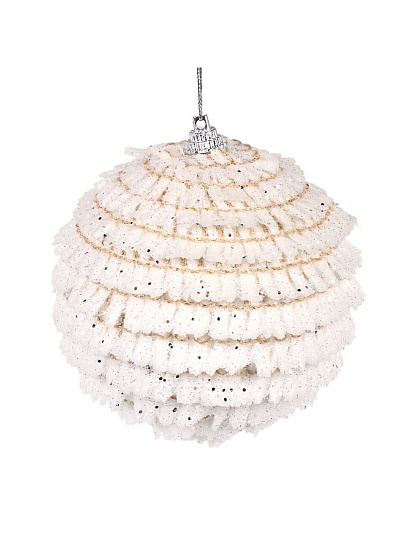 Елочный шар белый, 10 см, SYPMQF-1122015