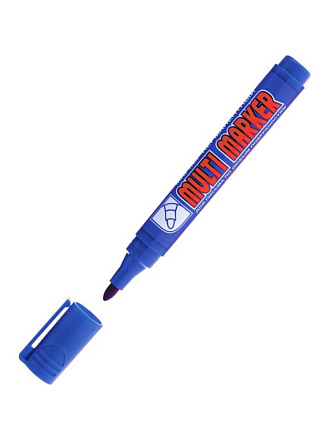 Маркер перманентный пулевидный, 3 мм, синий, Crown, Multi Marker, CPM-800