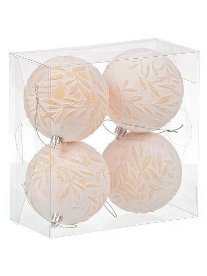 Набор шаров Ветви, 4 шт, белый, бежевый, 9 см, Y4-8457