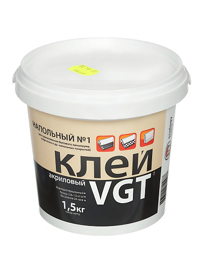 Клей VGT, напольный, водостойкий, однокомпонентный, 1.5 кг, 18627, Эконом