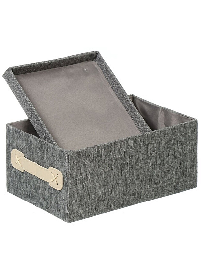 Кофр для хранения, 1 секция, с крышкой, складной, 28х19х13 см, с ручкой, серый, A290105