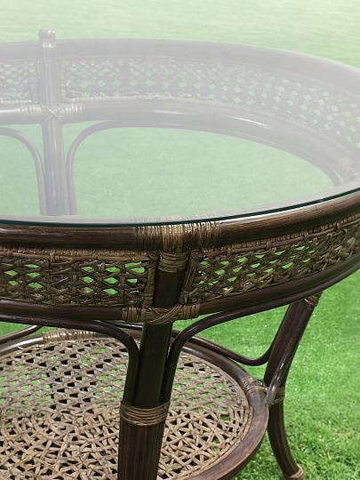 Мебель садовая Costa Brava, коричневая, стол, 81х81х76 см, 2 стула, подушка бежевая, 110 кг, IND09