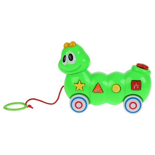 Каталка Умка, Гусеница, 18х14х7 см, музыкальная, развивающая, свет-звук, на веревке, B610846-R