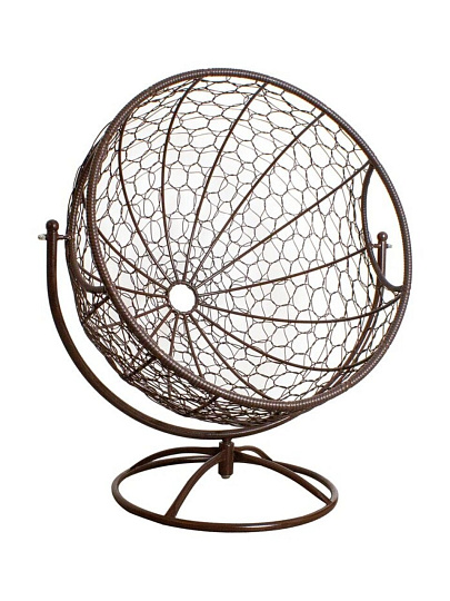 Кресло вращающееся ротанг, Гагарин, 106х69х139 см, коричневое, 150 кг, подушка бежевая, 11100201