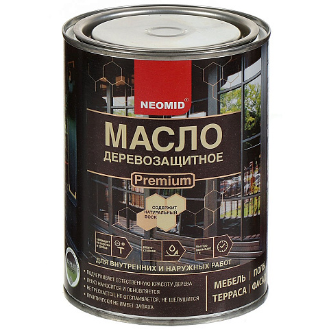 Масло Neomid, Premium, деревозащитное, орех, 0.75 л