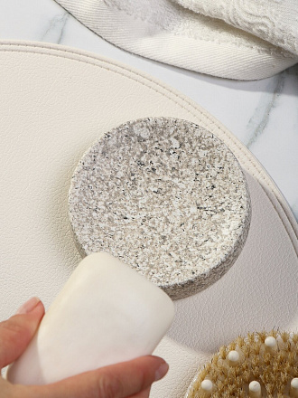 Мыльница настольная, керамика, 11х11х2.7 см, серый камень, Y4-9870