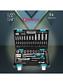 Набор слесарных инструментов Bartex, 1/2&amp;quot;, 1/4&amp;quot;, 6-гранный, сталь, кейс, 94 предмета