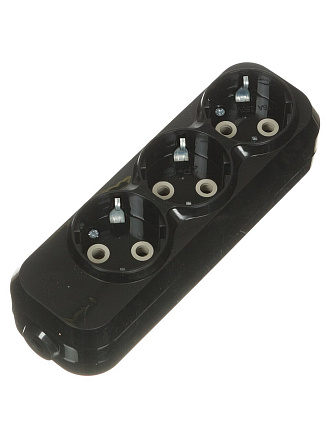 Колодка розеточная 3 гнезда, 2 + 3, с заземлением, 16 А, черный, TDM Electric, Народная, SQ1806-0426