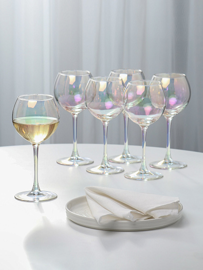 Бокал для вина, 350 мл, стекло, 6 шт, Glasstar, Радуга Лиловая дымка, RNLD_1819_9