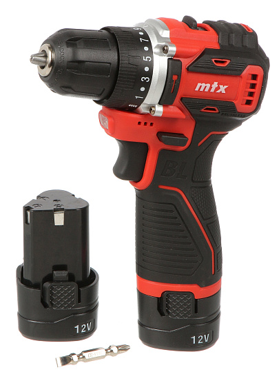 Дрель-шуруповерт аккумуляторный, MTX, CDB-BL-12, бесщеточный, 12 В, Li-ion, кейс, 26184