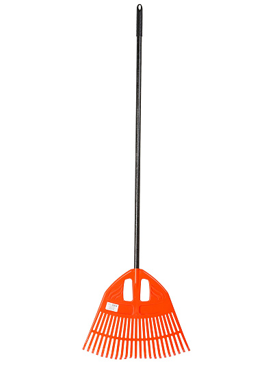 Грабли веерные, 23 зуб, пластик, 50 см, Инструм-Агро, Гардения, оранжевые, черенок фибергласс, 010820-4
