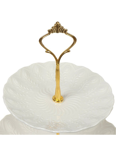 Ваза для фруктов, 3 яруса, керамика, 25.5х2.5, 20.5х2, 15.5х1.5 см, Y4-6315, белая