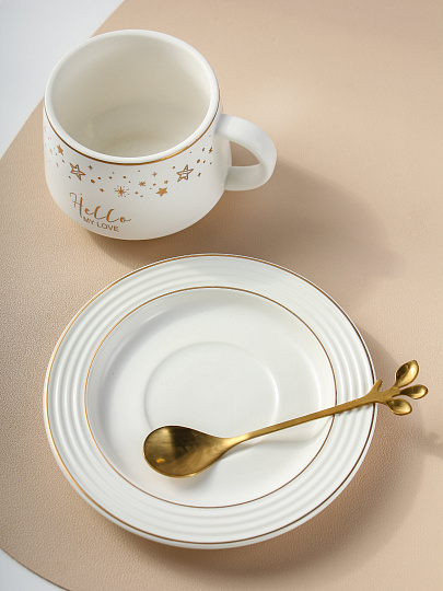 Чайная пара керамика, 3 предмета, на 1 персону, 270 мл, Звёзды, B010403, в ассортименте