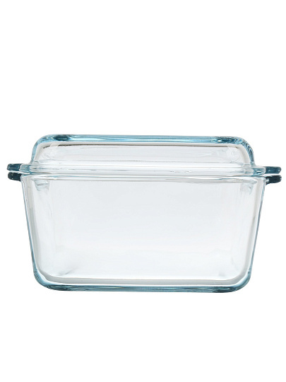 Кастрюля для запекания стекло, 1 л, квадратная, с крышкой, Borcam, 590013