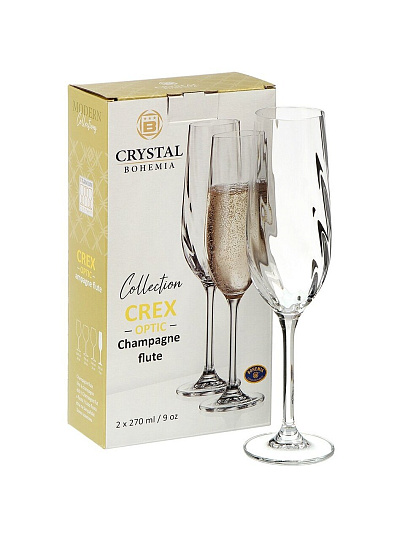 Бокал для шампанского, 270 мл, стекло, 2 шт, Bohemia, CREX OPTIC, 91L/1SJ86/0/00000/270-264