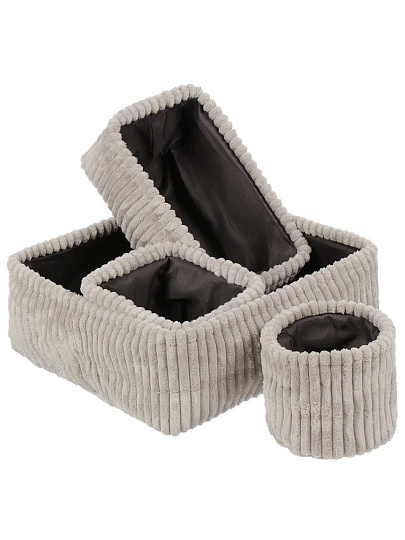 Набор корзин 4 шт, для хранения, прямоугольный, фланель, серый, 30х30х12, 25х15х11, 15х15х13, 13х13 см, A190011