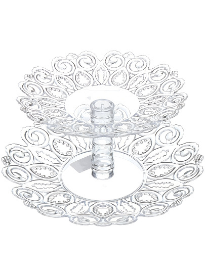 Ваза для фруктов, 2 яруса, пластик, 26.5 см, Альтернатива, Мелодия, М6617, прозрачная