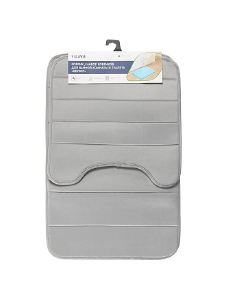 Набор ковриков для ванной и туалета, антискользящий, 2 шт, 0.5х0.8, 0.5х0.5 м, велюр, светло-серый, Вилина, 7173