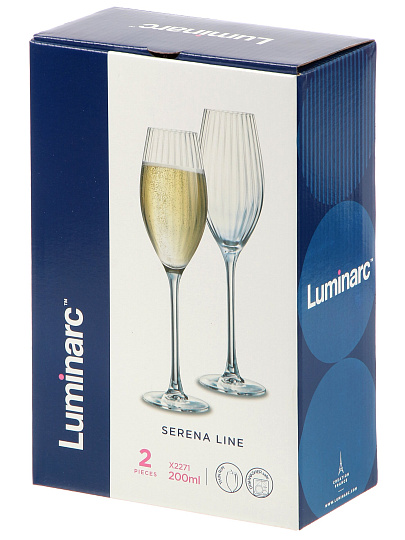 Бокал для шампанского, 200 мл, стекло, 2 шт, Luminarc, Serena Line, X2271