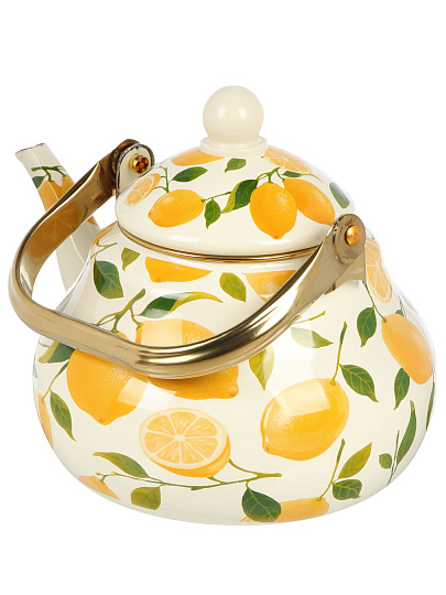 Чайник сталь, эмалированное покрытие, 2.5 л, ручка металл, Daniks, Лимоны, индукция