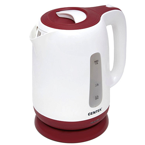 Чайник электрический Centek, CT-0044, красный, 1.8 л, 2200 Вт, скрытый нагревательный элемент, пластик