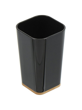 Стакан для зубных щеток, 7.3х7.3х11.2 см, пластик, черный, Бамбук, PS0107C-TB