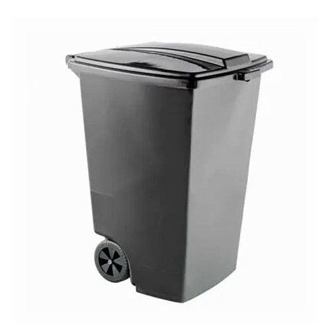 Контейнер для мусора пластик, 120 л, прямоугольный, на колесах, темно-серый, Элластик-Пласт