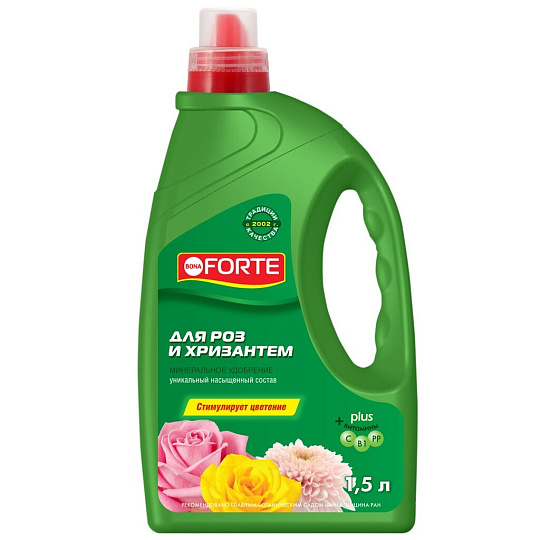 Удобрение для роз и хризантем, минеральное, жидкость, 1.5 л, Bona Forte