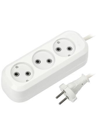 Удлинитель бытовой 3 гнезда, 3 м, ПВС, 2х1 мм², без заземления, Smartbuy, SBE-10-3-03-N