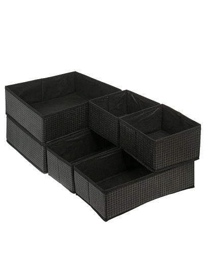 Набор кофров д/хранен, 6 шт (29*29*11-2; 28*13.5*9.8-2; 15*15*10-2), черн клетка, A190050