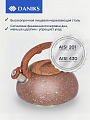 Чайник нержавеющая сталь, 3 л, со свистком, матовый, ручка бакелитовая, Daniks, коричневый мрамор, DSC-8800 - фото 3