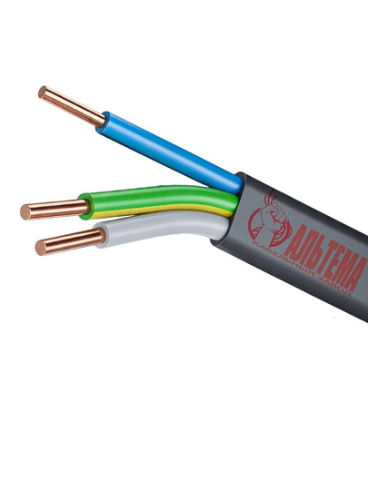 Кабель ВВГ-Пнг(А)-LS, 3х2.5 мм², 10 м, медь, силовой, негорючий, ГОСТ, черный, Альтема, А000193