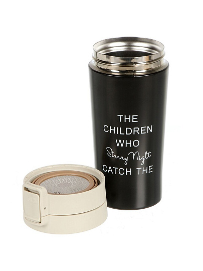 Термокружка нержавеющая сталь, 0.38 л, колба нержавеющая сталь, черная, Y4-9331