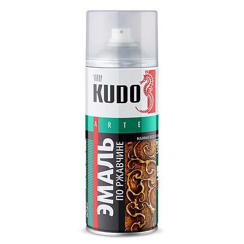 Эмаль аэрозольная, KUDO, KU-3008, по ржавчине, с молотковым эффектом, алкидная, глянцевая, коричневая, 0.52 кг