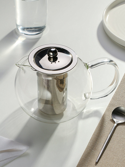Чайник заварочный стекло, 0.8 л, с ситечком, 329883