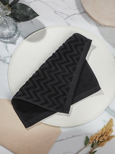 Полотенце кухонное махровое, 30х30 см, 450 г/м2, 100% хлопок, Silvano, Navy, черное, Узбекистан