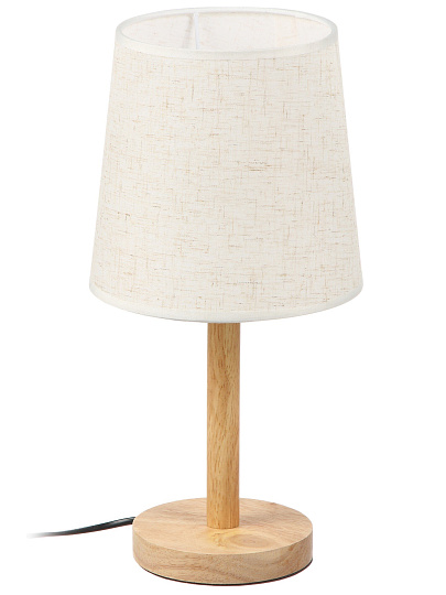 Светильник настольный на подставке, Е27, 60 Вт, абажур белый, A010110, дерево