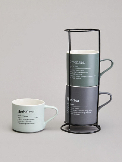 Кружка фарфор, 3 шт, Coffee Mania, 250/320/400 мл, Lefard, 756-472, металлическая подставка