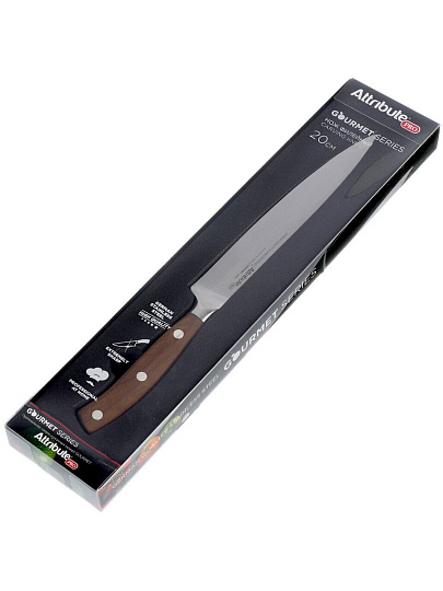 Нож кухонный Attribute, Gourmet, филейный, нержавеющая сталь, 20 см, рукоятка дерево, APK001