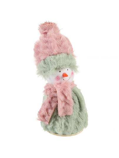 Фигурка декоративная Снеговик, 15 см, мятно-розоовая, Y4-8441